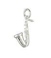 Charm de plata de ley para saxofón .925 x 1 Charms de música para saxofones