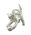 Cat - Kitten playing with a ball sterling silver charm .925 x 1 charms