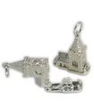 Charm di apertura della chiesa in argento sterling con la sposa e lo sposo all'interno .925 x 1