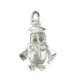 Wise Owl avec breloque en argent sterling de planche de mortier .925x1 breloques de graduation