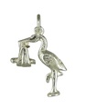 Stork med en nyfödd berlock i sterlingsilver .925 x 1 berlocker