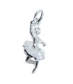 Ballerine avec breloque en argent sterling tutu mobile .925 x 1 breloques de danse