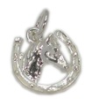 Głowa konia w butach Hoseshoe Sterling Silver Charm. 925 x 1 Horses Charms