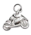 Motorrad TT Sterling Silber Charm .925 x 1 Rennräder Fahrradanhänger