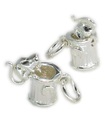 Cat in dustbin trashcan movable sterling silver charm .925 x1 Cats Charms