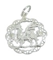 Charm de plata esterlina dragón .925 Dragons Welsh Wales Charms Colgantes