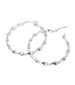 Orecchini in argento sterling a cerchio creolo con tubo attorcigliato di Apx 26 mm, 925 x 1 paio