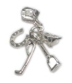 Reitsattel Hut Crop Schuh Steigbügel strling Silber Charm .925 x 1 Charms