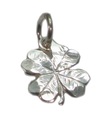 Trèfle à quatre feuilles Breloque porte-bonheur en argent sterling .925 x 1 4 breloques à feuilles