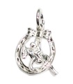 Horse Jumping through horseshoe sterling silver charm .925 x 1 charms