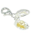 Oyster Shell Opening stlng silver charm with pearl .925 x1 Shells charms