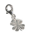 4 Kleeblatt auf Hummerclip Sterling Silber Charm .925 x1 Glücksbringer