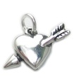 Heart with Arrow sterling silver charm .925 x 1 Love charms