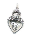 Cat 2D sterling silver charm pendant .925 x 1 Pussy Cat charms