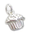 Cup Cake Muffin TINY charm i sterling silver .925 x 1 Muffins cake charms