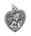 Heart with Angel sterling silver charm pendant .925 Angels charms