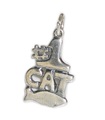 Number 1 Cat with fish sterling silver charm .925 x 1 Cats charms