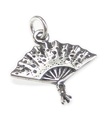 Hand Fan 2D Sterling Silber Charm .925 x 1 Cooling Fans Charms