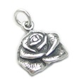 Ciondolo in argento sterling 2D rosa .925 x 1 Ciondoli con fiori di rose