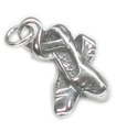 Charm de plata de ley 2D para zapatos de ballet .925 x 1 Charms de bailarinas