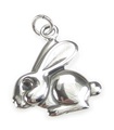 Kanin charm i 2D sterling silver .925 x 1 påskkaniner Kanin berlocker