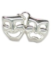 Theatre Masks sterling silver charm .925 x 1 Theater Drama Masks charms