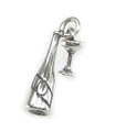 Wine Bottle and Glass sterling silver charm .925 x 1 Drinking charms