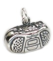 Radio Boom Box charm i sterlingsilver .925 x 1 Radiokassettspelare