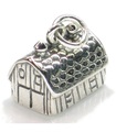 Scheune Sterling Silber Charm .925 x 1 Bauernhof Gebäude Charms