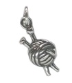 Ull och stickor charm i sterlingsilver .925 x 1