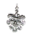 Green Man - Leaf with Face Deity sterling silver charm .925 x 1