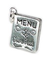 Menü - Gutes Essen Sterling Silber Charm .925 x 1 Restaurant Menüs Charms