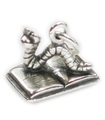 Book Worm sterling silver charm .925 x 1 reading writing author