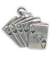 Charm in argento sterling con carte da gioco .925 x 1 Ciondoli per giochi di carte