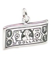 Dollar bill sterling silver charm .925 x 1 Money Dollars charms