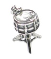 Charm en argent sterling de tambour .925 x 1 Charms de batteur de tambour de bande