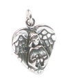 Breloque en argent sterling coeur d'ange .925 x 1 Les coeurs d'anges protègent les breloques