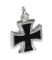 Malteserkreuz Charm-Anhänger aus emailliertem Sterlingsilber .925 x 1 Charms