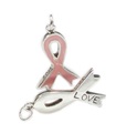 Pink Ribbon LOVE charm i sterlingsilver .925 x 1 Ringar i band