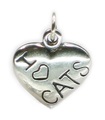 I Love Cats charm i sterling silver .925 x 1 Pussy cats charms