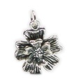 Blume mit Tropfenschlaufe Silber Charm-Anhänger x 1 Blumen-Charms