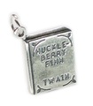 Huckleberry Finn bok av Twain charm i sterlingsilver .925 x 1 böcker