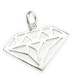 Diamond Shape sterling silver charm .925 x 1 Gems and Diamonds charms