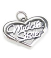 Medelsyster hjärta charm i sterling silver .925 x 1 Familjecharm