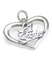 Charm coeur en argent sterling Lil Sister .925 x 1 Charmes de la famille