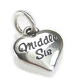 Middle Sis charm i hjärtat av sterlingsilver .925 x 1 Love Sister