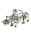 Rhinoceros sterling silver charm .925 x 1 Rhinos Rhino Rino charms