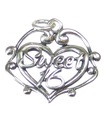 Dolce 16 sedici ciondolo in argento sterling .925 x 1 cuore Charms