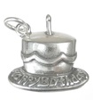 Happy Birthday Cake Sterling Silber Charm .925 x 1 Geburtstagskuchen 2D