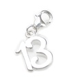 13th Birthday sterling silver charm on clip .925 x 1 Thirteen